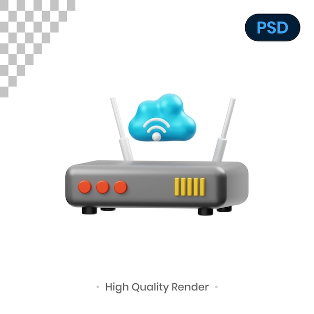 Router 3D Render Illustration Premium Psd