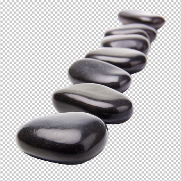 PSD row of black stone on transparent background