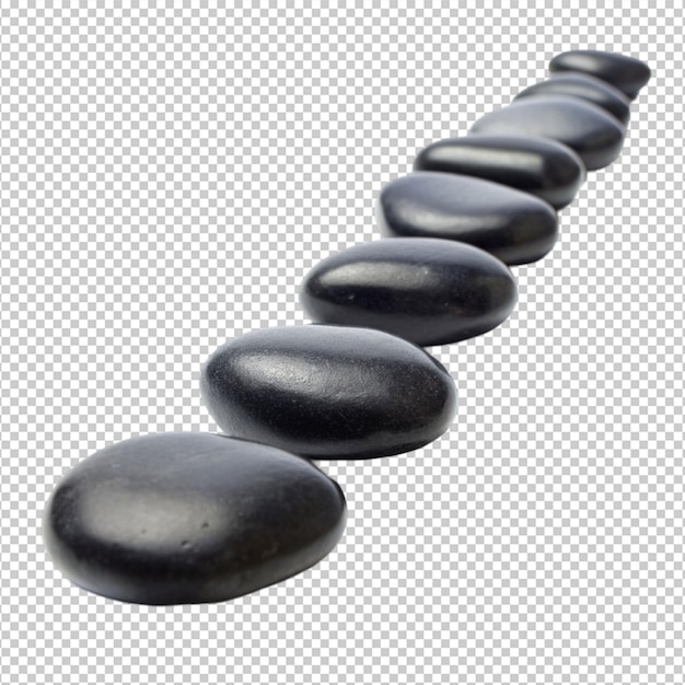 PSD row of black stone on transparent background