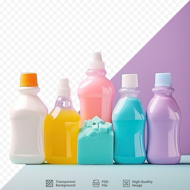 a row of bottles of different colors are shown on a white background.