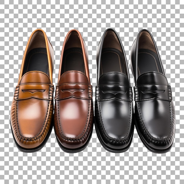 PSD a row of brown leather mens shoes with a brown leather belt