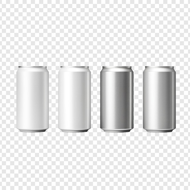 A row cans on a transparent background