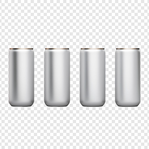 A row cans on a transparent background