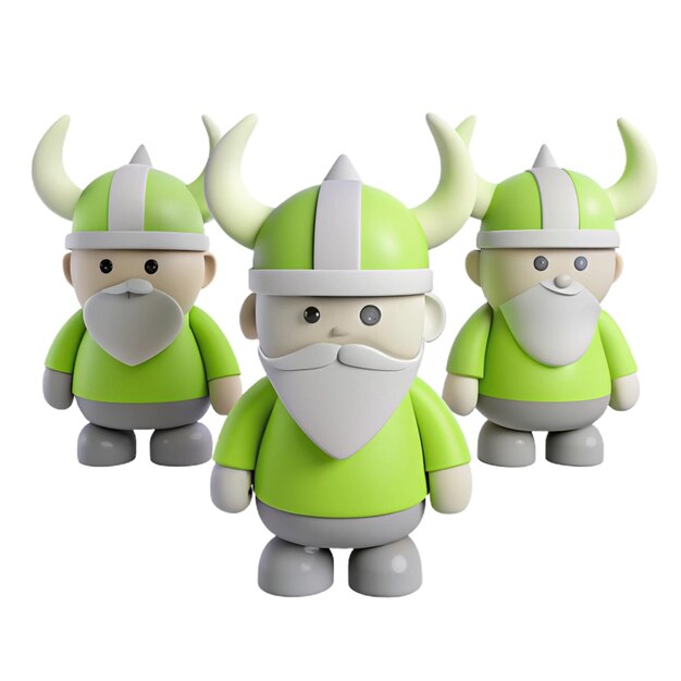 a row of figurines with horns and horns