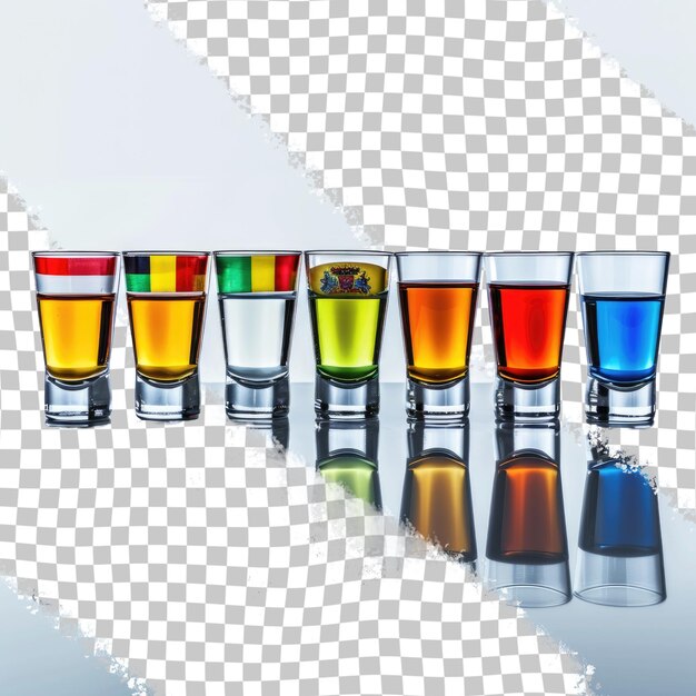 PSD a row of glasses with different colors of different colors and different colors