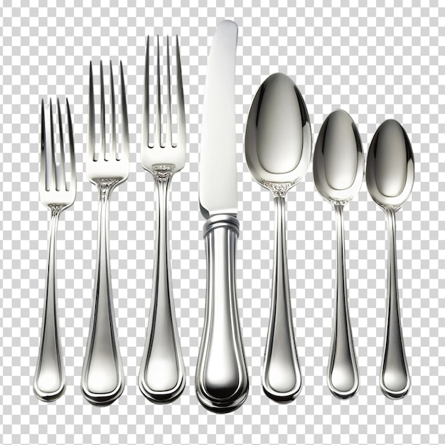 PSD a row of silverware on transparent background