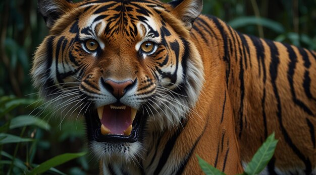 PSD a royal bengal tiger roaring in the forests of sunderbans wildlife wallpaper