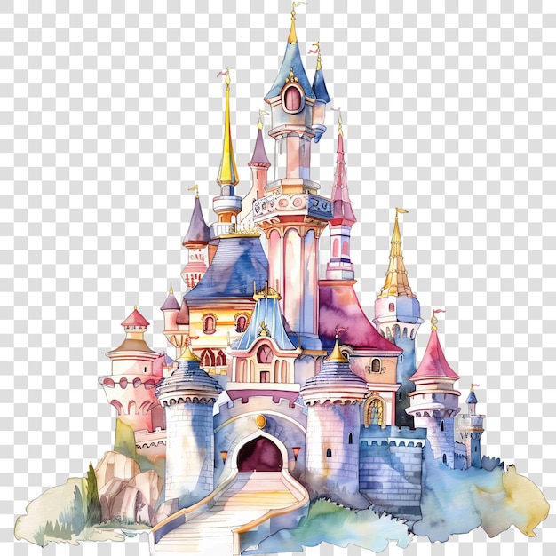 PSD royal castle watercolor nurseryon transparent background