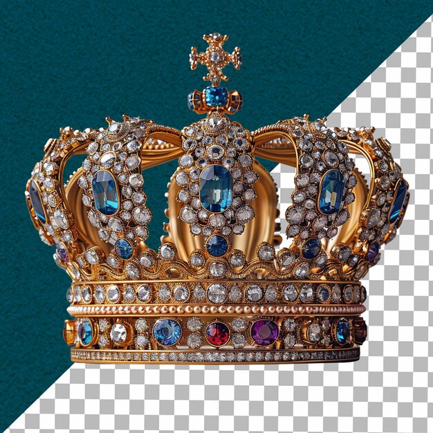 PSD the royal coronation crown with luxurious gems isolated on a white background