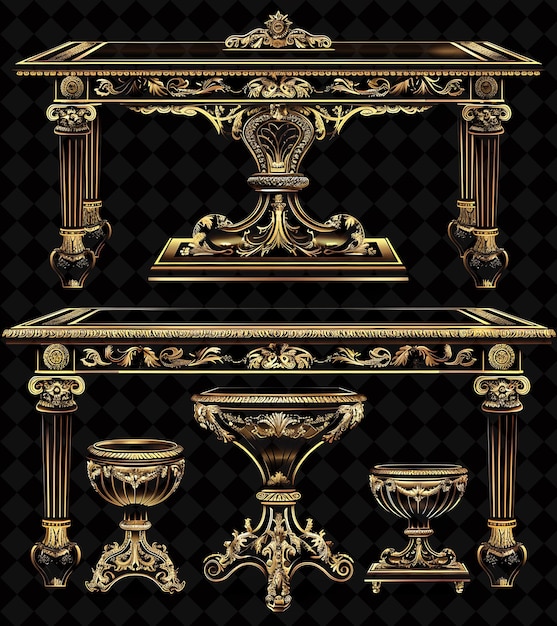 PSD royal dining tables 8 bit pixel with detailed carvings and g png unique y2k design collection