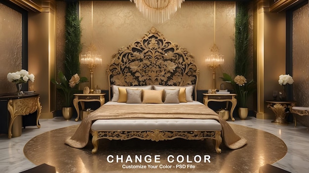 Royal luxury bedroom interior design modern granola and golden interior design luxurious bedroom