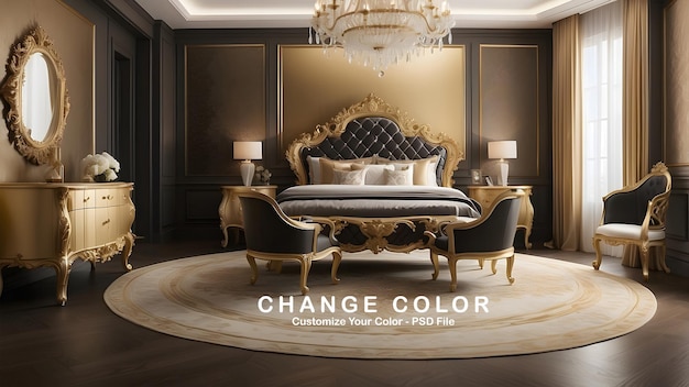 Royal luxury bedroom interior design modern hazel wood and golden interior design luxurious