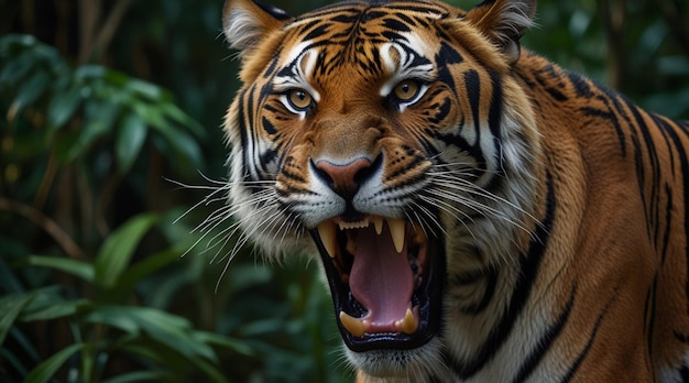 PSD a royal tiger growling in a forest wildlife photpgraphy wildlife wallpaper