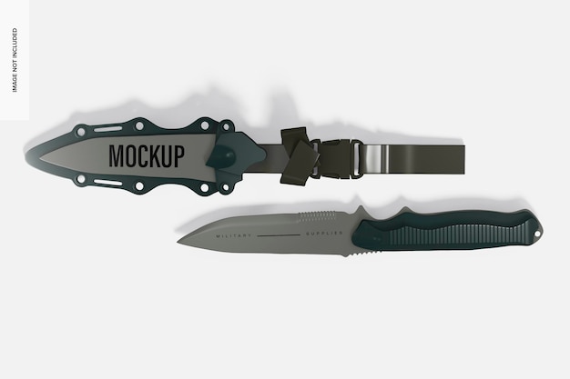 Rubber Military Knife Mockup, Top View