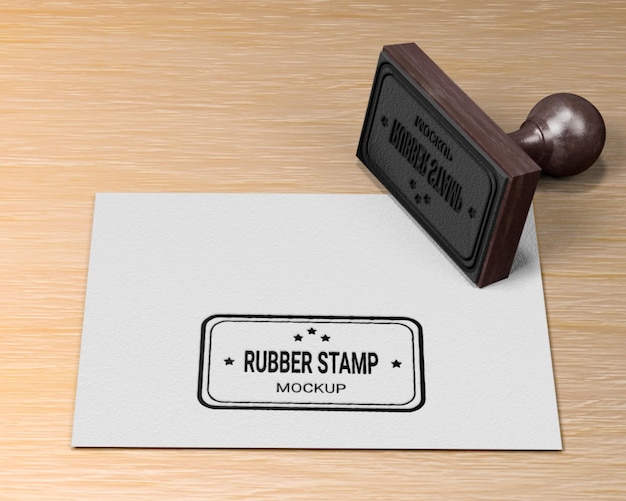 Rubber stamp logo mockup on paper with rectangular version