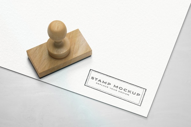 Rubber stamp logo mockup rectangle version Premium Psd