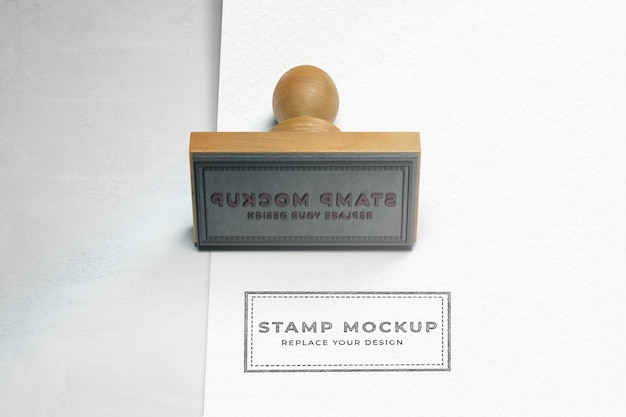 Rubber stamp logo mockup rectangle version Premium Psd