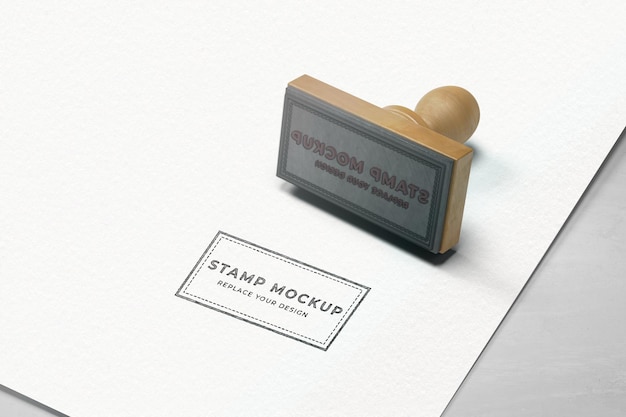 Rubber stamp logo mockup rectangle version Premium Psd