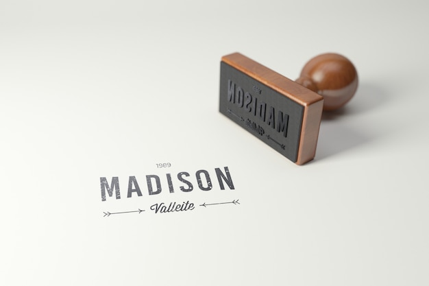 Rubber Stamp Logo Mockup. Rectangle Version