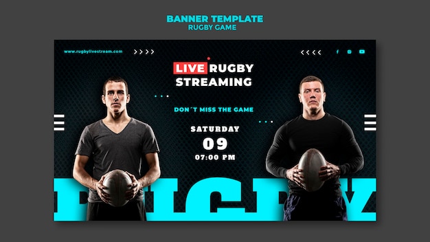 Rugby game banner design template