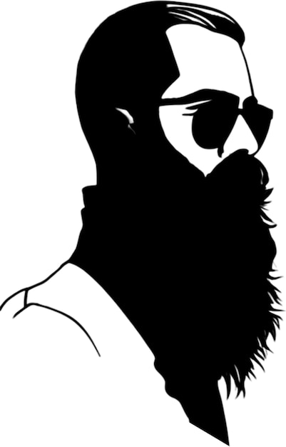 PSD rugged bearded mans face showcased in striking black stencil