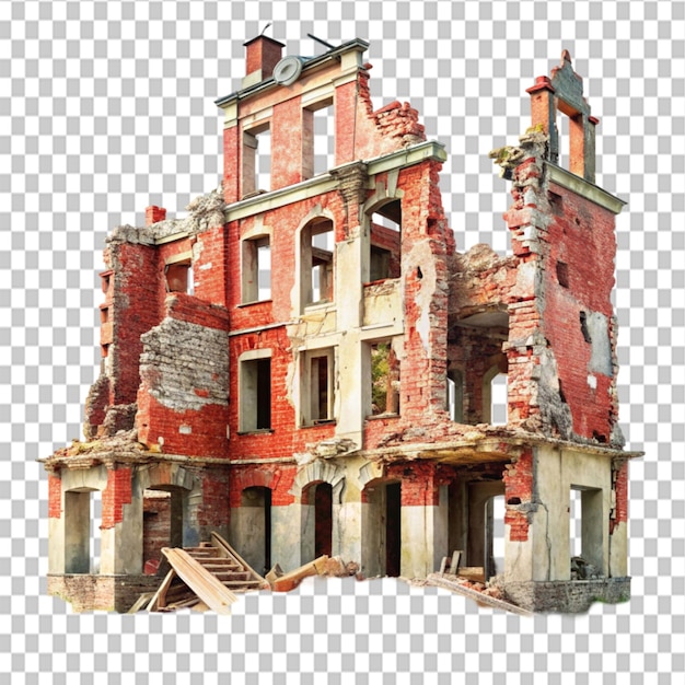 PSD ruined building on transparent background