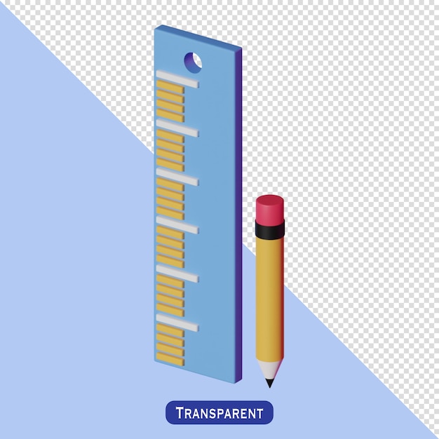 Ruler and pencil icon in 3 d style