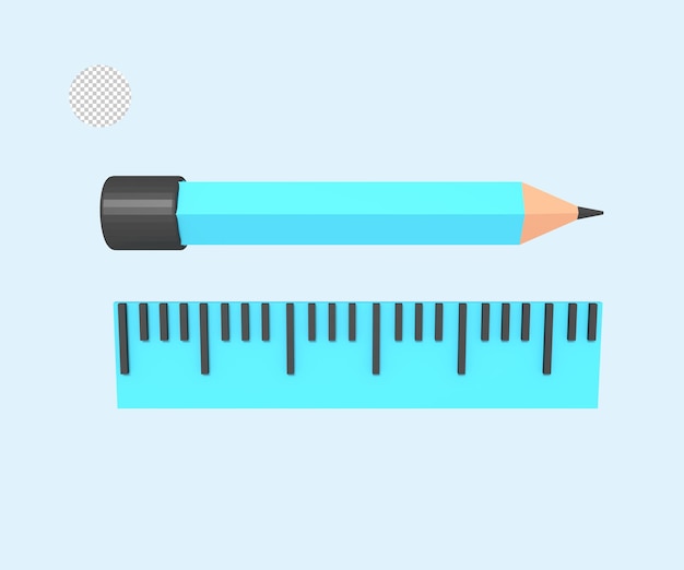 PSD ruler with pencil on it of 3d icon