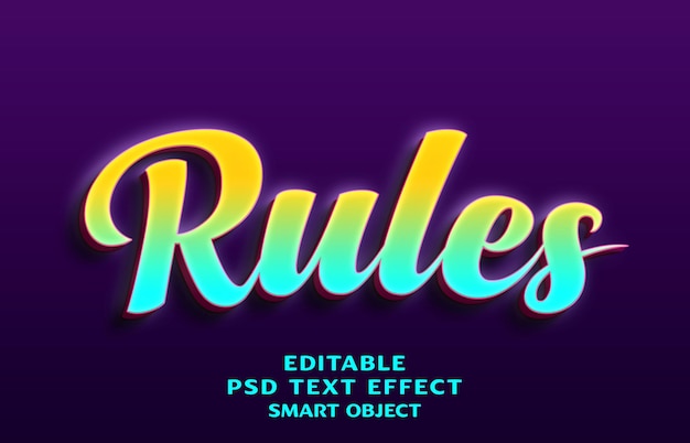 Rules 3d text effect design