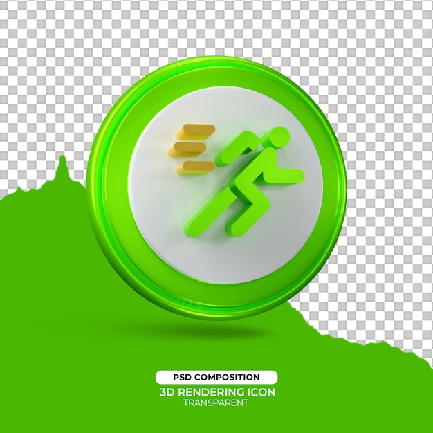 run fast 3d render icon sign