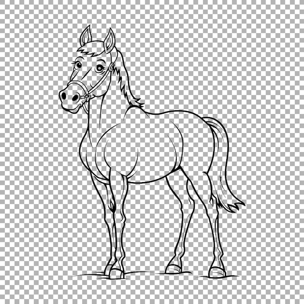 PSD running horse sketch art on transparent background ai generated