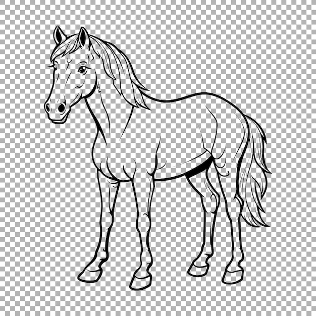 PSD running horse sketch art on transparent background ai generated