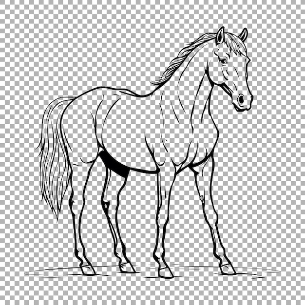 PSD running horse sketch art on transparent background ai generated