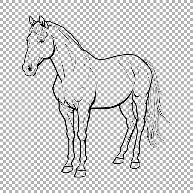 PSD running horse sketch art on transparent background ai generated