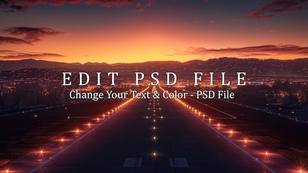 PSD runway lights at sunset