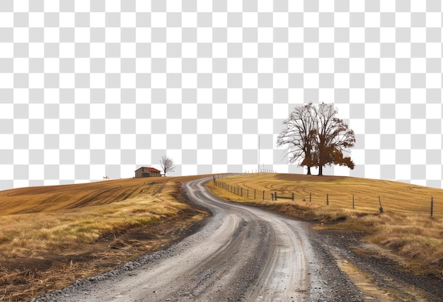 PSD rural dirt road autumn landscape