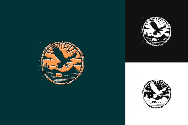 PSD the rural mexico with a rustic logo depicting a rugged eagle mexico culture symbol designs