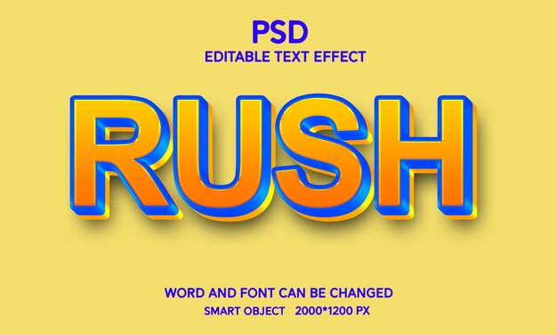 rush fully editable text effect with background