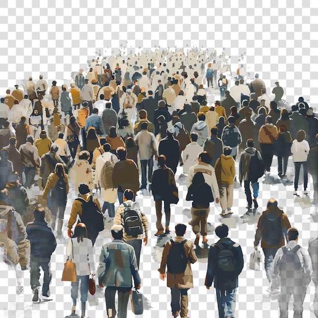 Rush hour crowds transparent background realistic element