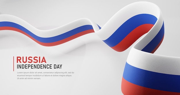 russia independence day waving ribbon flag banner template