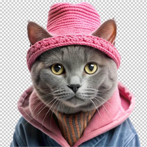 PSD russian blue cat on transperent background