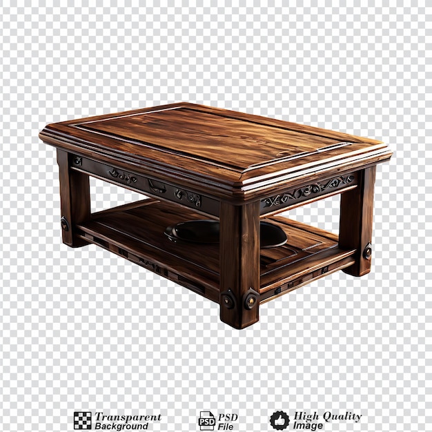 rustic coffee table isolated on transparent background