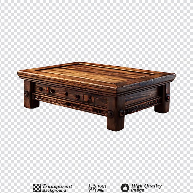 rustic coffee table isolated on transparent background