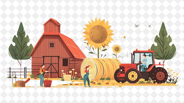 Rustic Farm With Farmer Characters Having a Barn Dance Desig People Life Style Flat Illustration