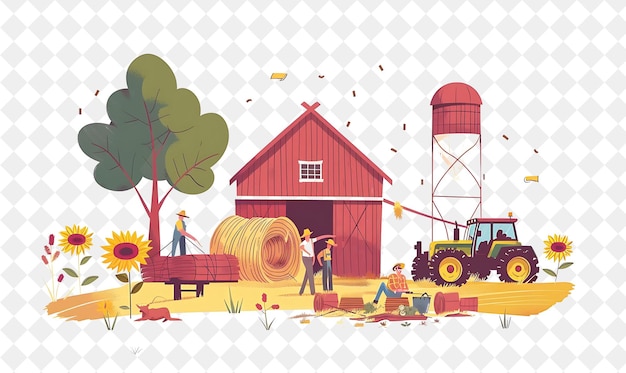 Rustic Farm With Farmer Characters Having a Barn Dance Desig People Life Style Flat Illustration