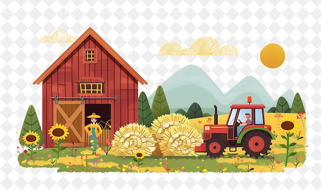 Rustic Farm With Farmer Characters Having a Barn Dance Desig People Life Style Flat Illustration