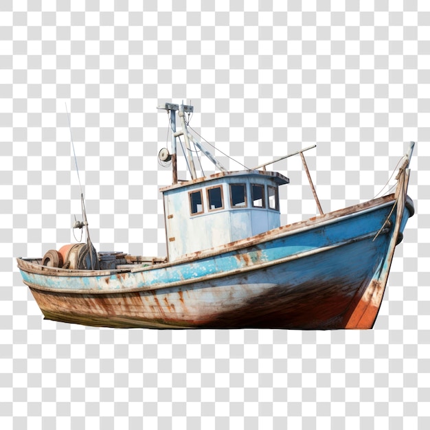 Rustic fishing boat isolated background