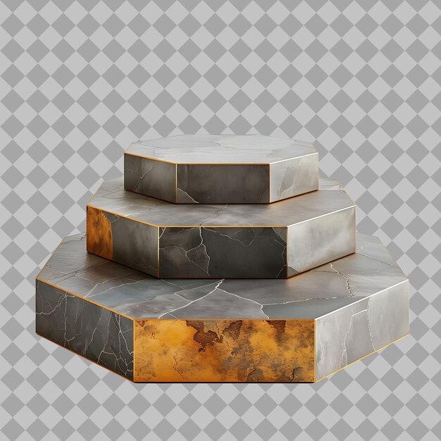 Rustic Hexagonal Slate Product Stand With a Natural and Textured Fi PNG Object on Clean Background