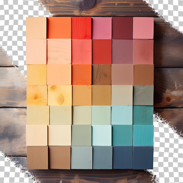 Rustic table with color chart transparent background