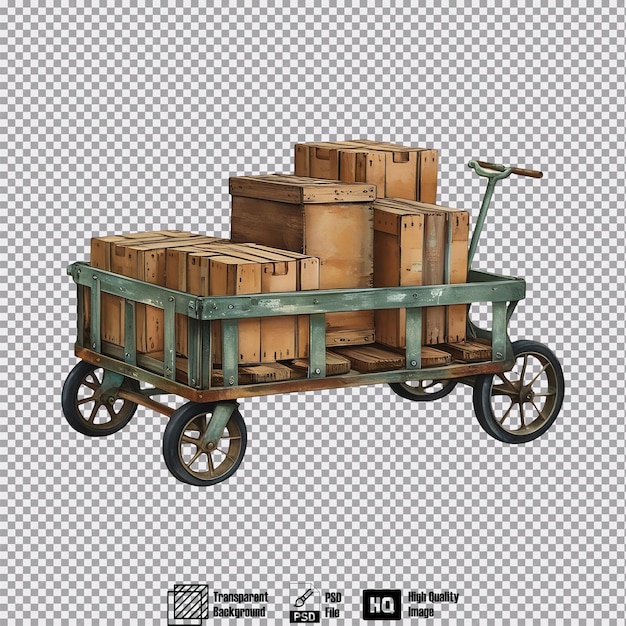 PSD a rustic vintage box cargo on transparent background